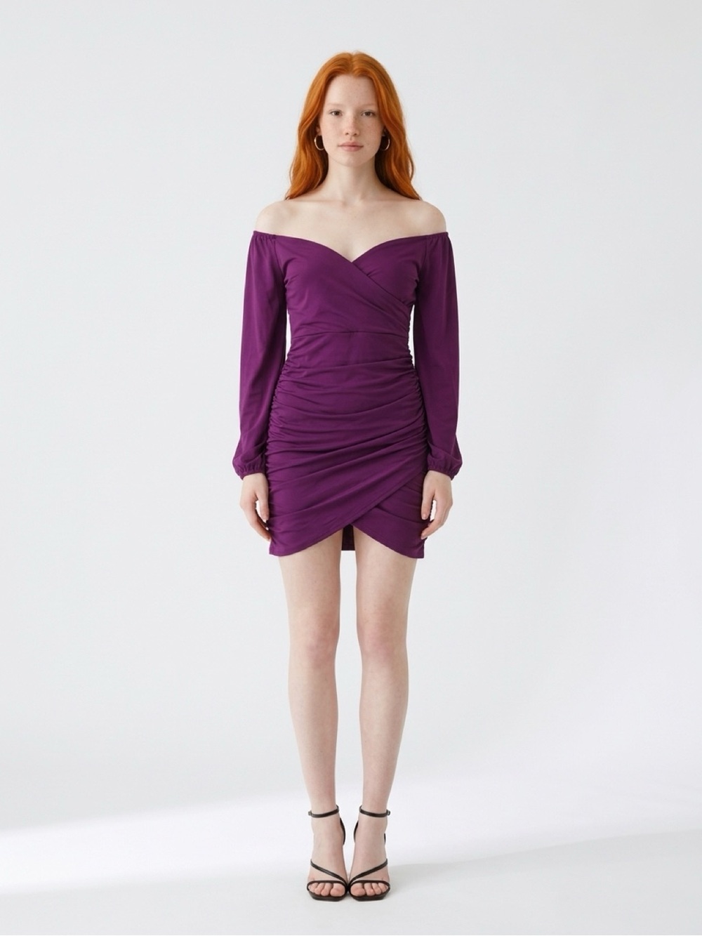 Fashion Nova The Right Touch Burgundy Ruched Mini Dress S NWT